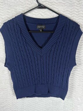 Say What? Navy Knit V-Neck Pullover